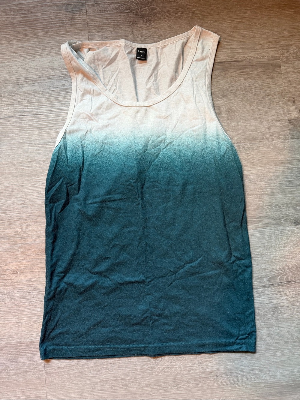 SHEIN Men’s Green and White Tank Top - Small